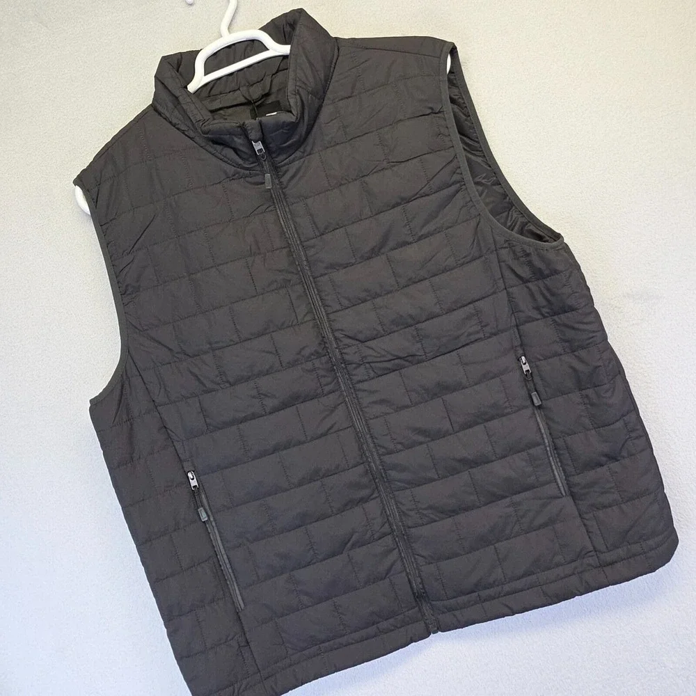 Mack Russo Puff Vest Men 2XL Black Full Zip Mock Neck Insulated Outwear Gorpcore